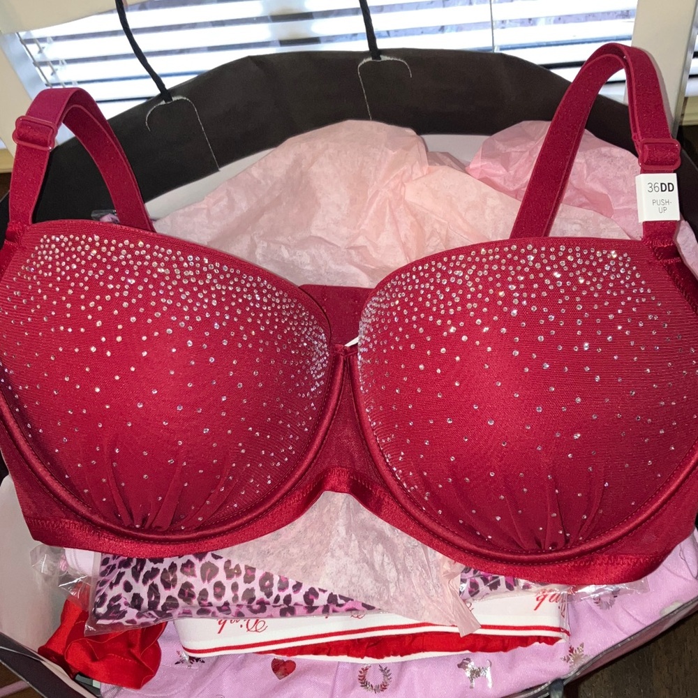 ✨VS Pink Wink NEW ultra sparkle bling push up balconette bra sz 36DD NWT - Picture 4 of 15